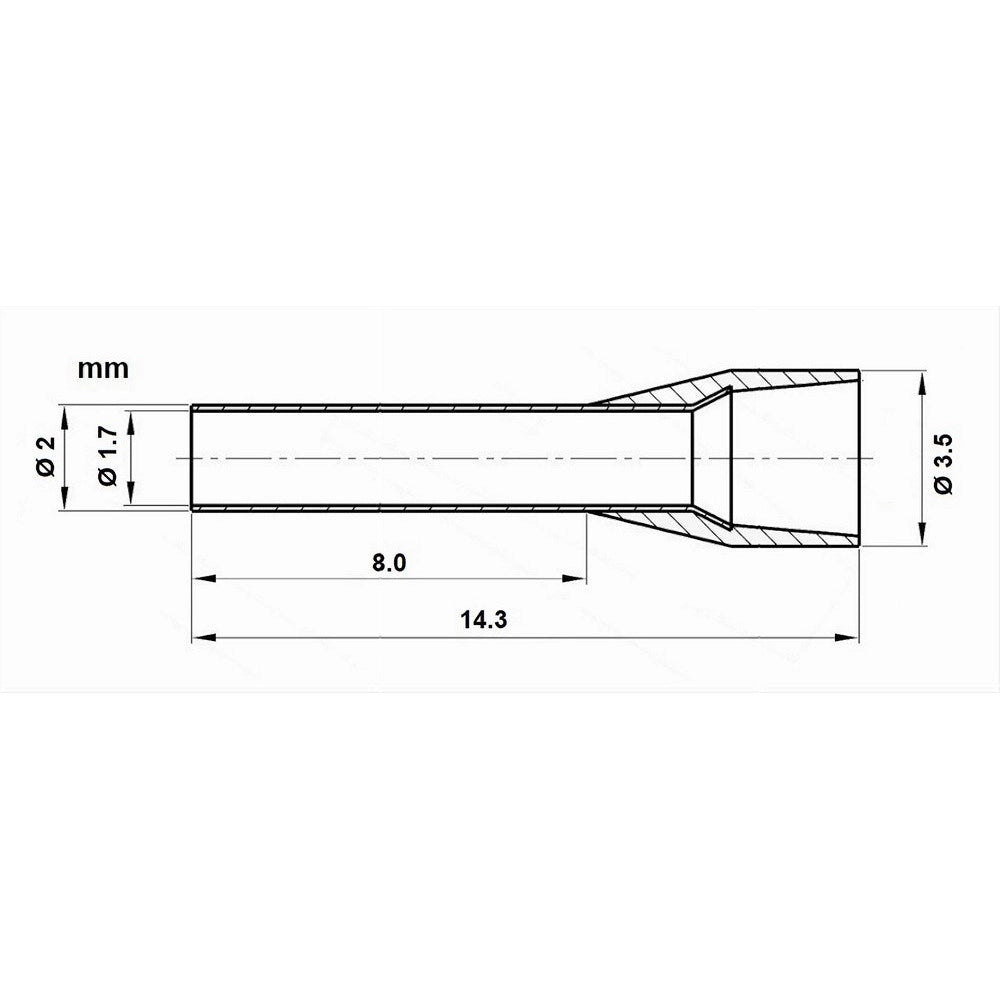 Trade Shop - Confezione 100pz Tubetto Capicorda Isolato Per Cavi 1.5mm² Terminale Da 8mm E1508 - Blu