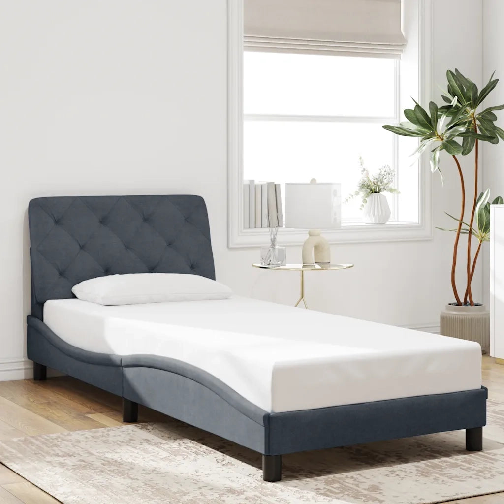 Letto singolo | Letto per adulti | Giroletto senza Materasso Grigio Scuro 90x200 cm Velluto