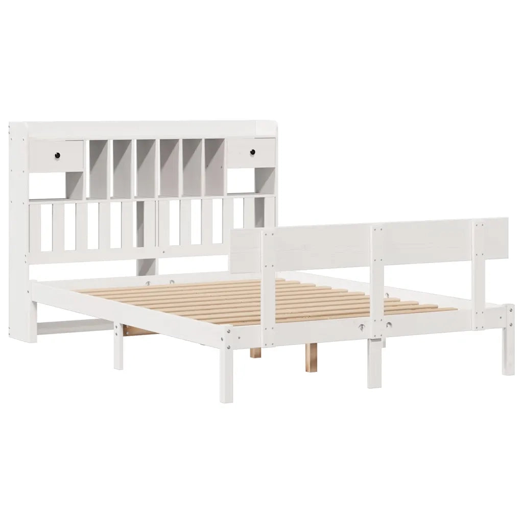 Letto Libreria senza Materasso Bianco 150x200 cm Legno di Pino 3321837