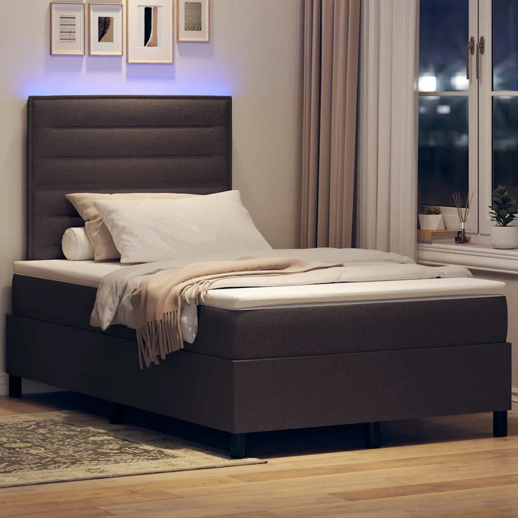 Letto a molle con materasso Marrone scuro 120 x 190 cm Tessuto