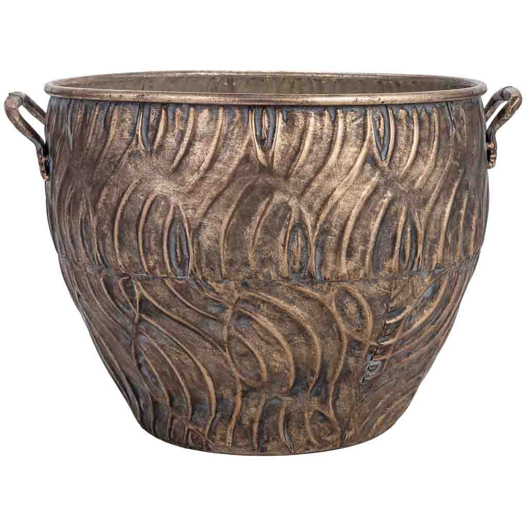 Vaso in metallo nero e oro 38x34x27h cm