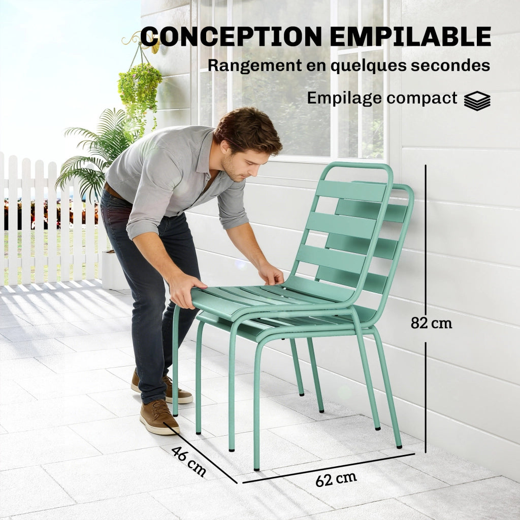 Sedie da Giardino Impilabili in Metallo ¨C Xylo ¨C Set 2 Pezzi Verde