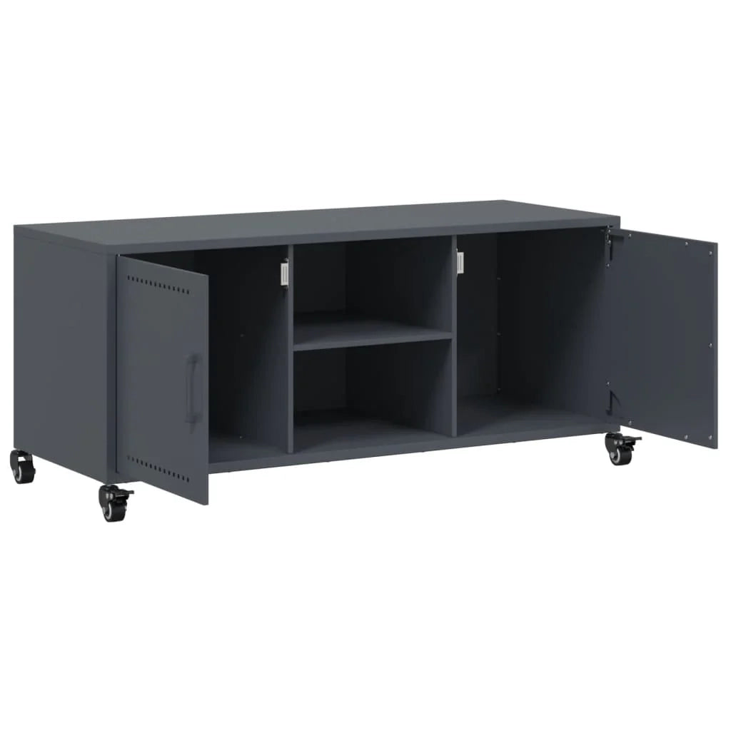 Mobile TV multimediale scaffale TV credenza mobile TV sala da pranzo soggiorno camera da letto 100,5 x 39 x 43,5 cm acciaio antracite 02_0026379