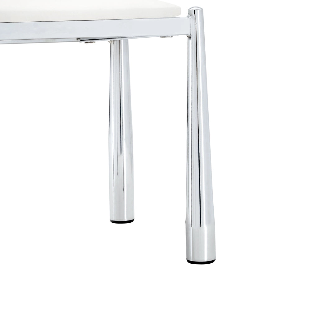 2 Sedie da Pranzo Moderne in PU Bianco, Sedie Imbottite con Schienale Semirotondo e Gambe in Metallo