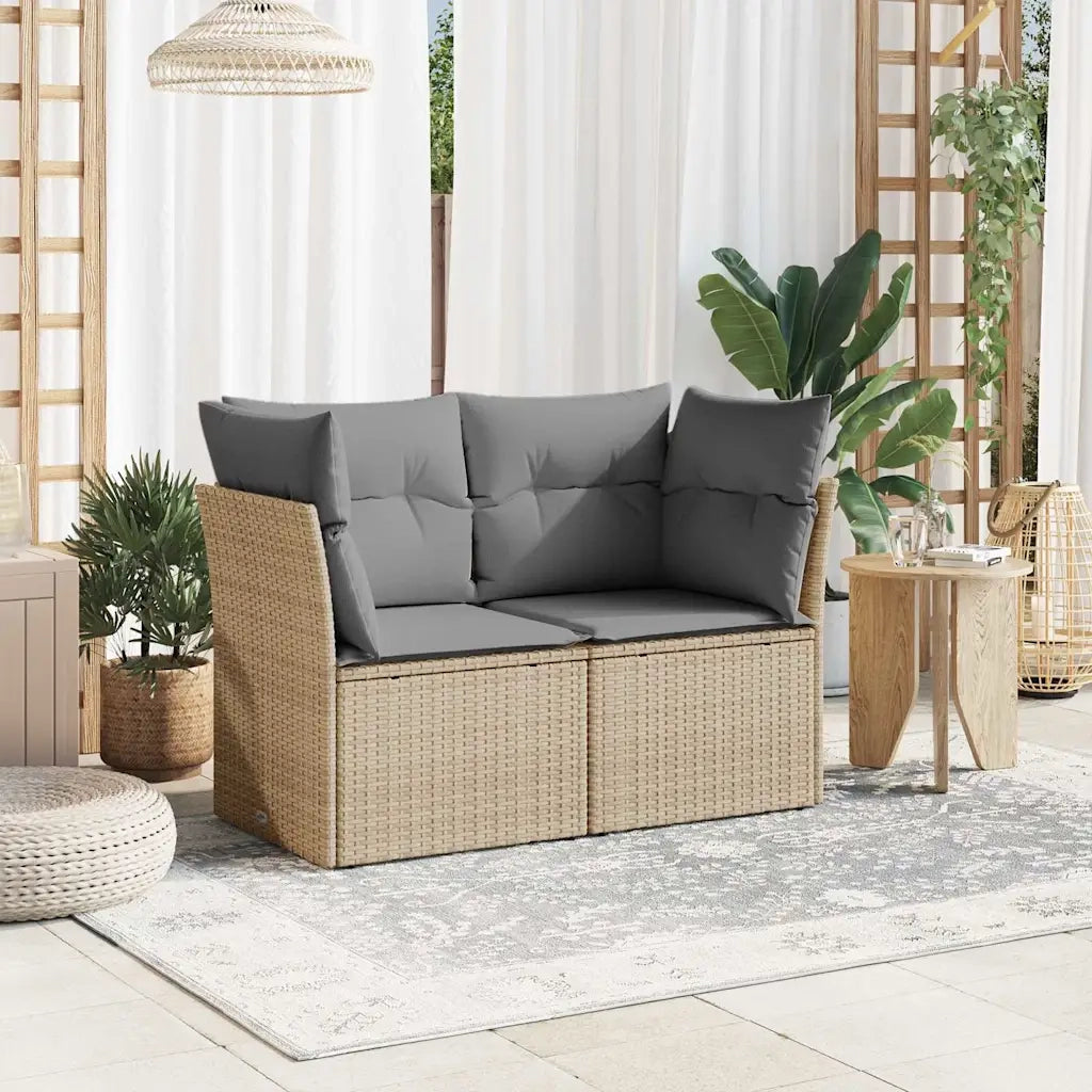 Divano da Giardino con Cuscini a 2 Posti-Sofa da Giardino-Divano da esterno Beige in Polyrattan 922404
