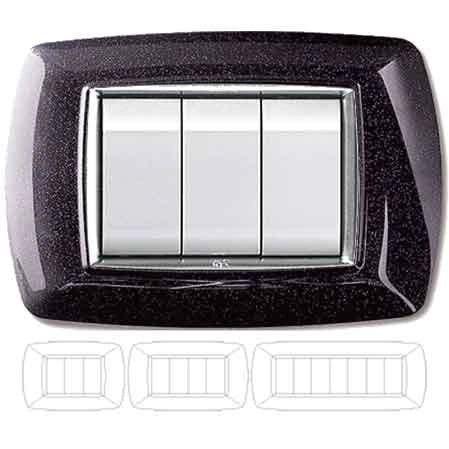 PLACCA COPRINTERRUTTORE NERA GLITTER 'MYLIFE' 4 Moduli - EC ELETTROCANALI