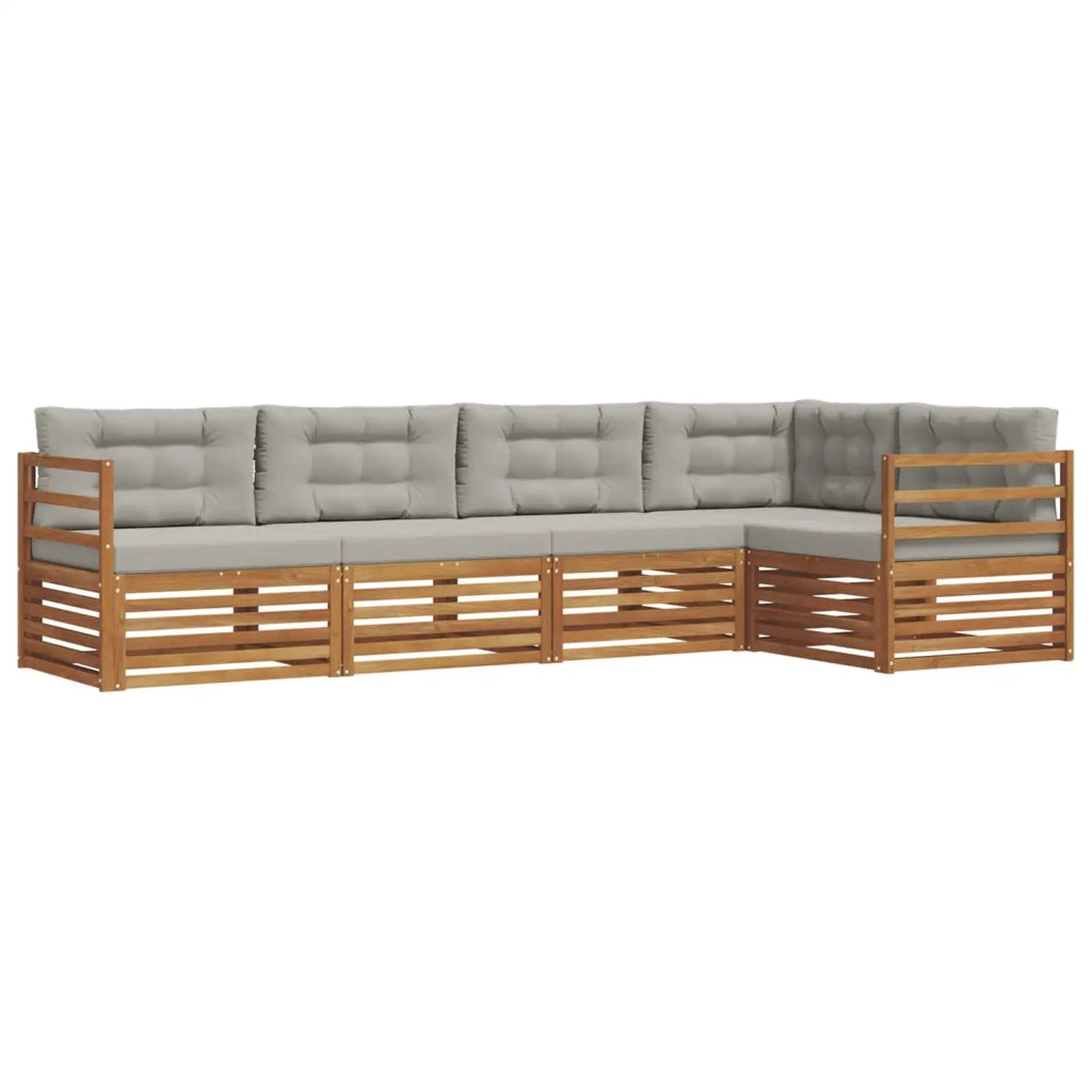 Set di divani da esterno 5 pcs Grigio Naturale e Chiaro 3373441