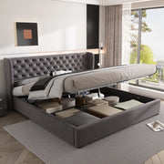 DESMIU Letto Contenitore Letto Matrimoniale con Vano Idraulico 180 × 200 cm, senza materasso, in Velluto, Grigio