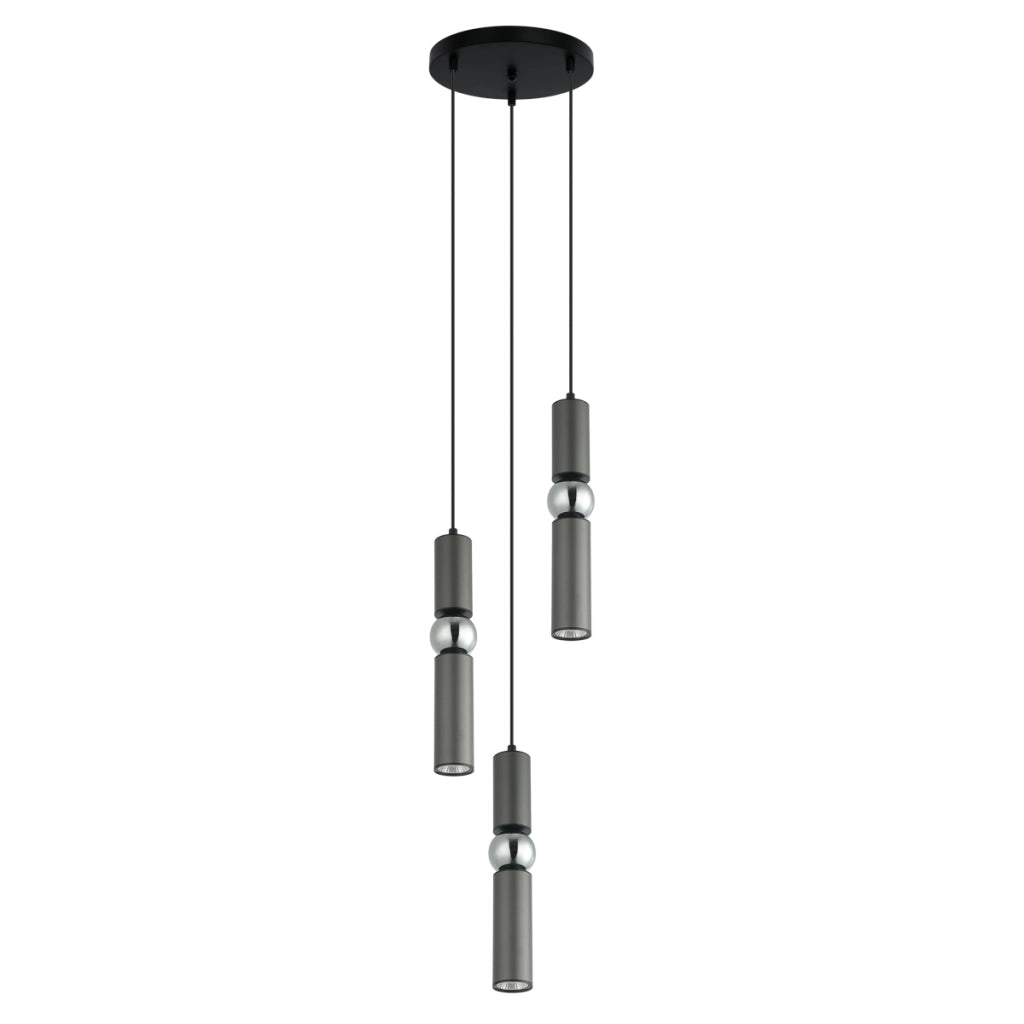 Lampada a sospensione Isidora nera cromata 3xGU10 25W
