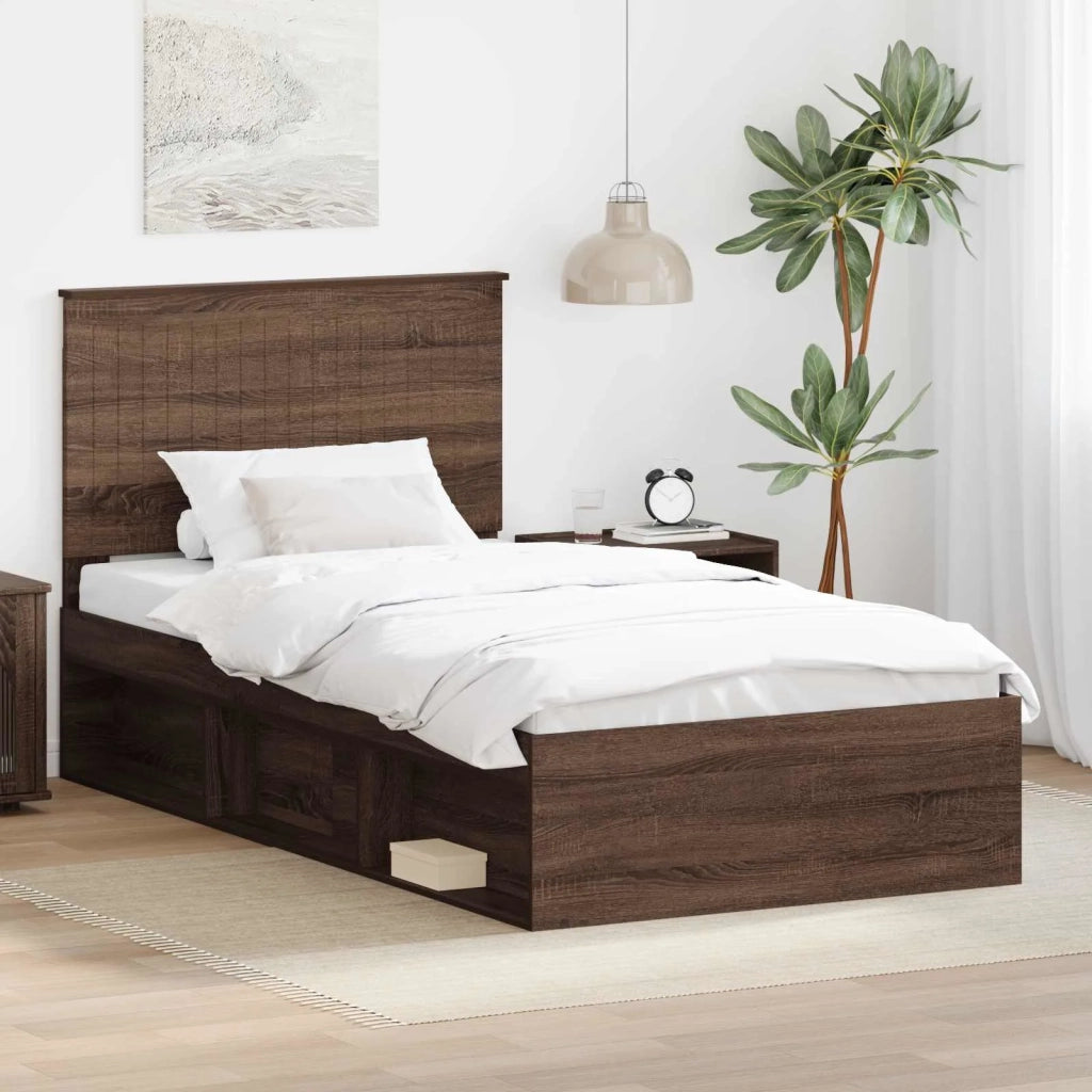 Struttura del letto-Giroletto Rovere Marrone 100 x 200 cm Pino massello 741861
