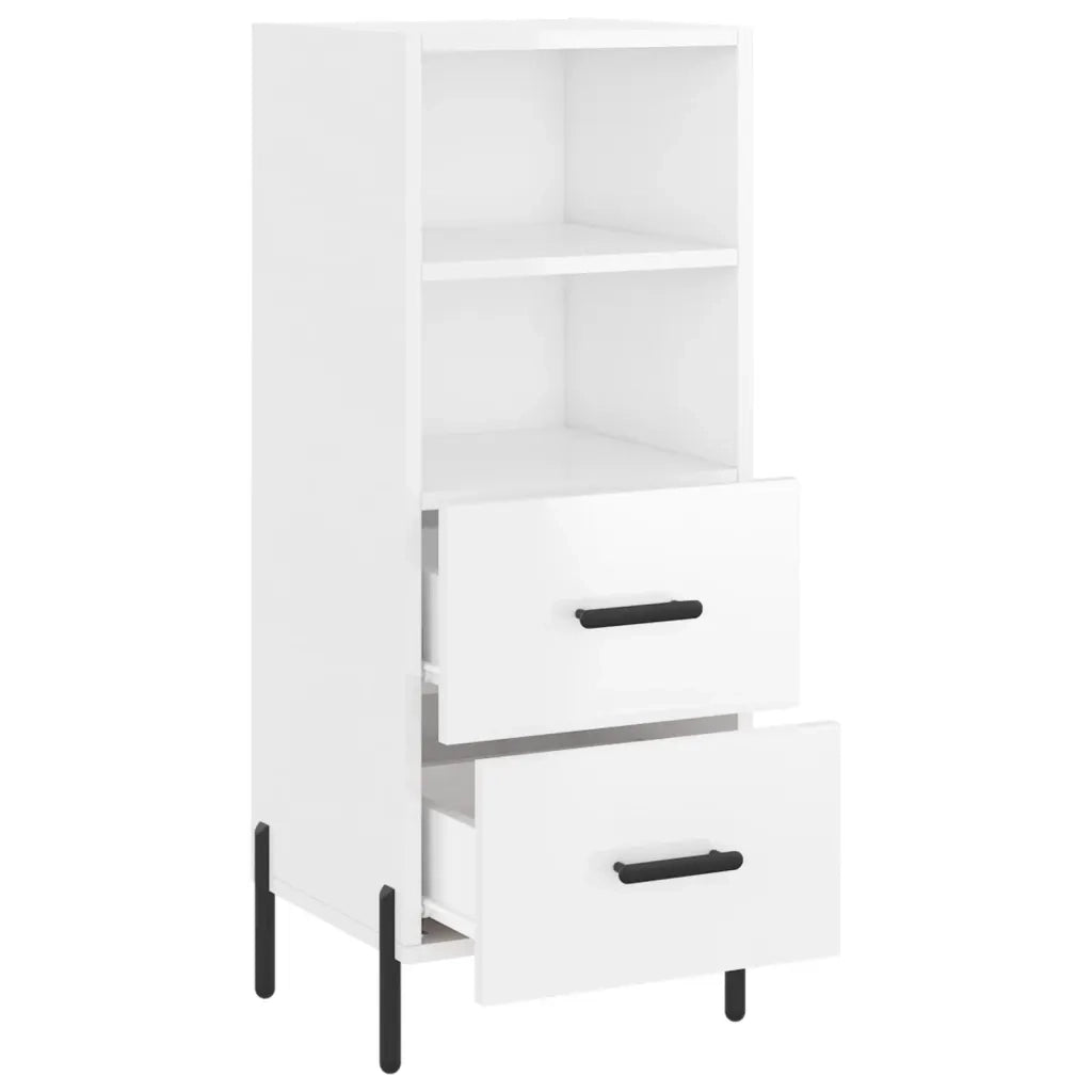 Credenza Bianco Lucido 34,5x34x90 cm in Legno Multistrato 828678