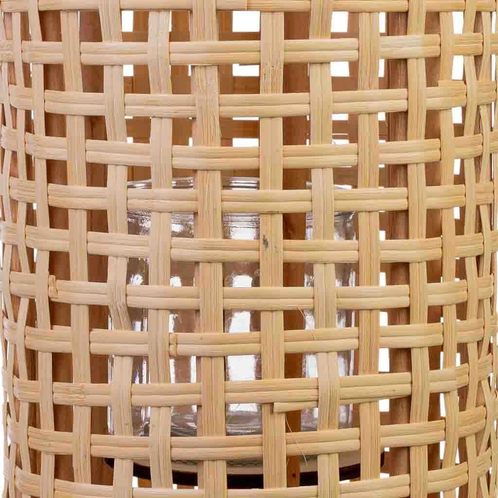 Lanterna bambù con contenitore vetro per candela D24x53,5h cm