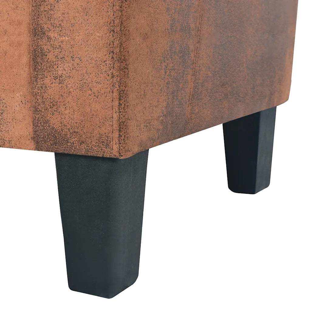Divano a 3 Posti-Sofa 3 Posti in Pelle Scamosciata Sintetica Marrone