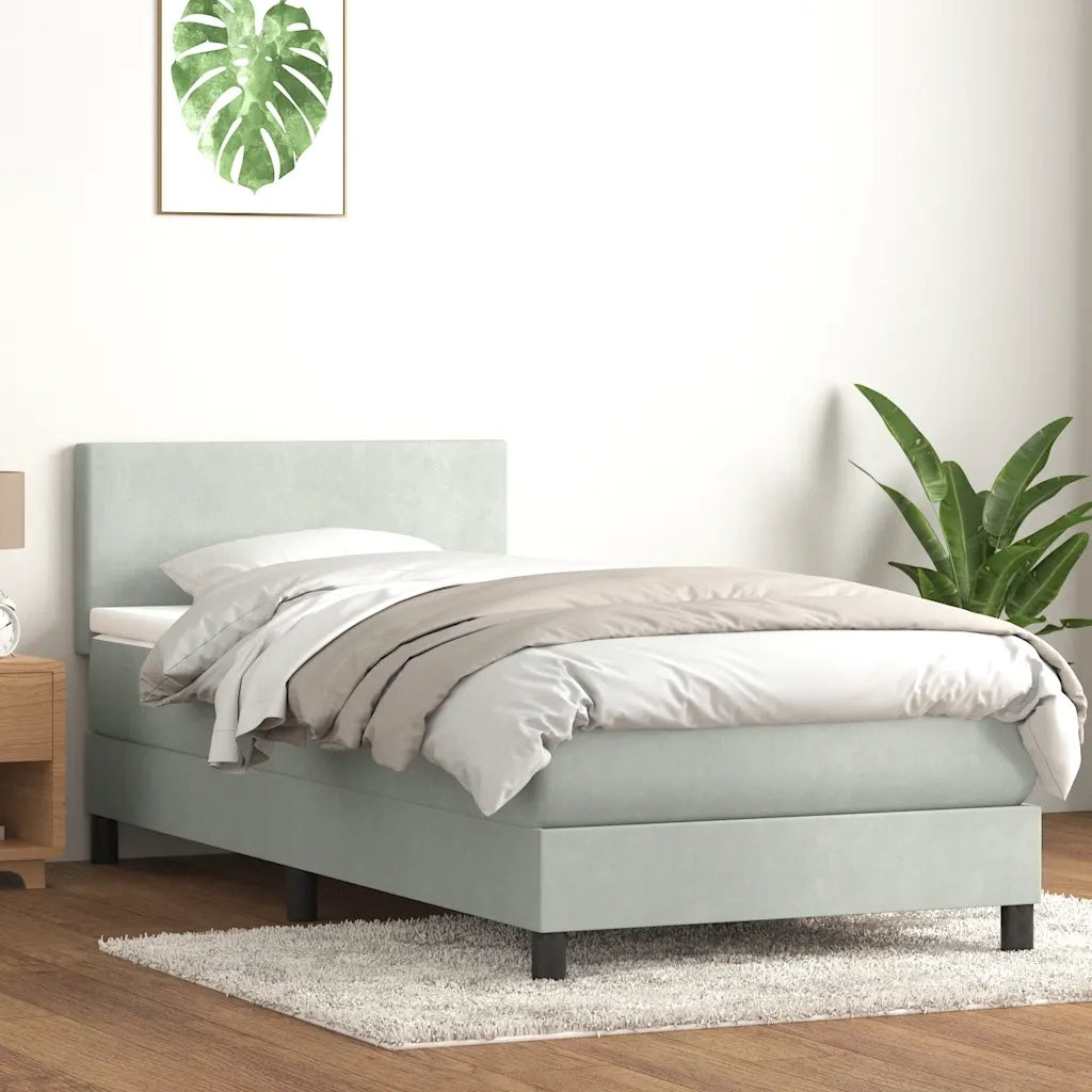 Letto a Molle con Materasso e LED Grigio Chiaro 90x220 cm Velluto 3316719