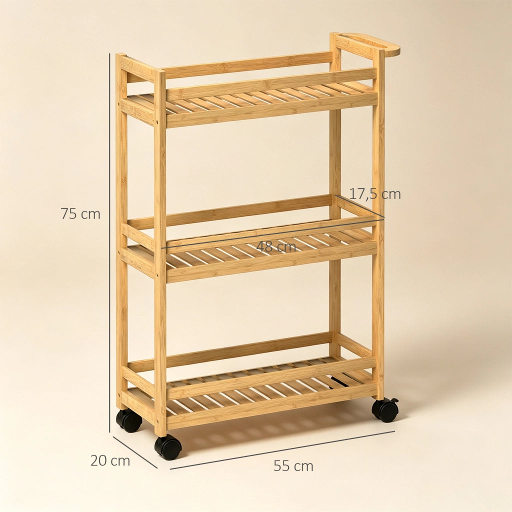 Carrello da servizio 3 piani ¨C Minimal ¨C Bamb¨´ 55x75x20 cm