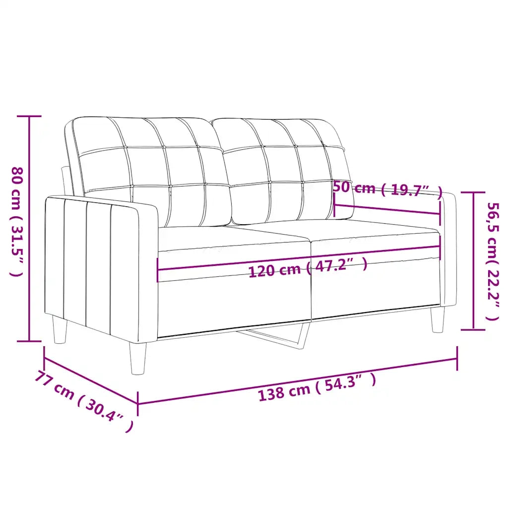 Divano a 2 Posti Cappuccino 140 cm in Similpelle 359116