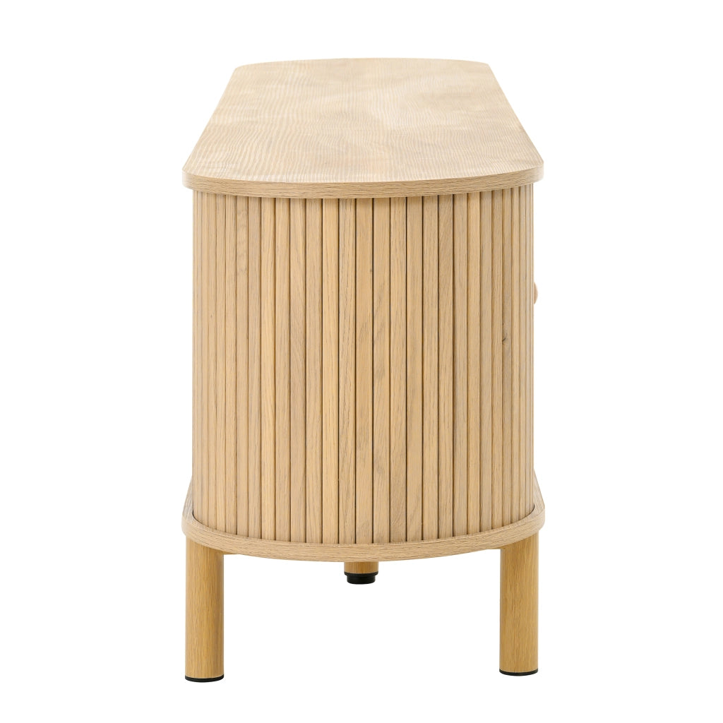 OKWISH Set 2 Mobili da Soggiorno con Tavolino Alzabile e Mobile TV, Vani Contenitivi e Passacavi, MDF Naturale