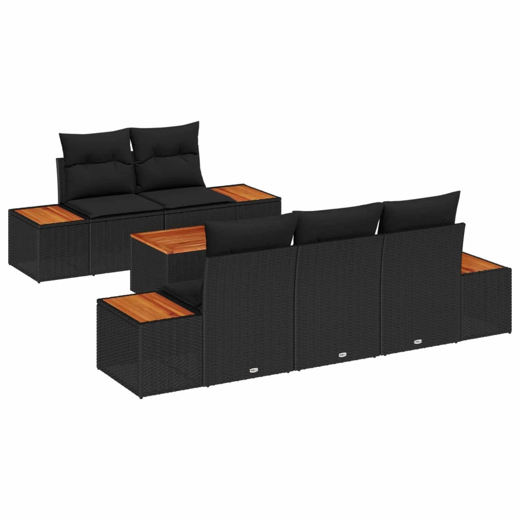 Set Divano da Giardino con archiviazione 6 pcs Nero Poly Rattan 3356693