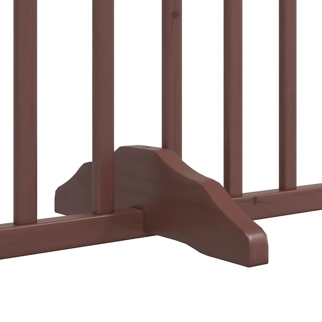 Cancelletto di sicurezza per cani con porta in legno di pioppo a 4 pannelli marrone 02_0023295