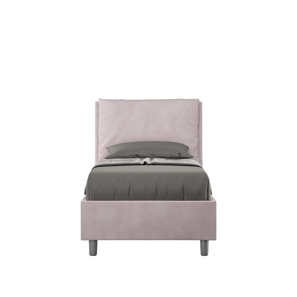BS COM Letto singolo senza rete imbottito 80x200 microfibra glicine