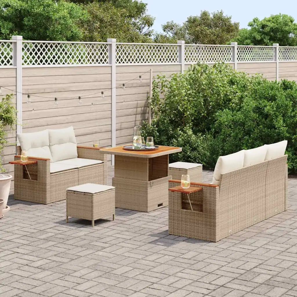 Set Divano da Giardino 8 pcs Beige polyrattan