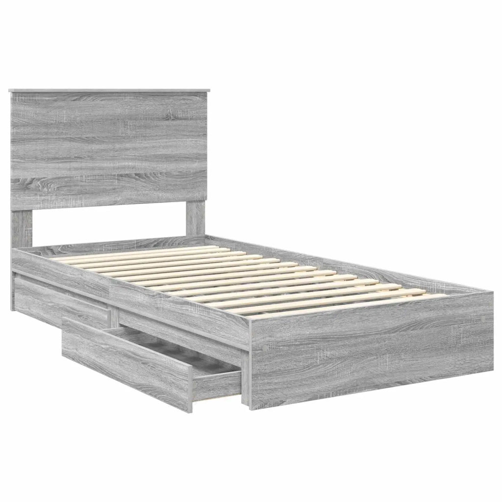 Letto con Contenitore con testiera-Struttura Letto con contenitore Grigio Sonoma 100 x 200 cm 837275