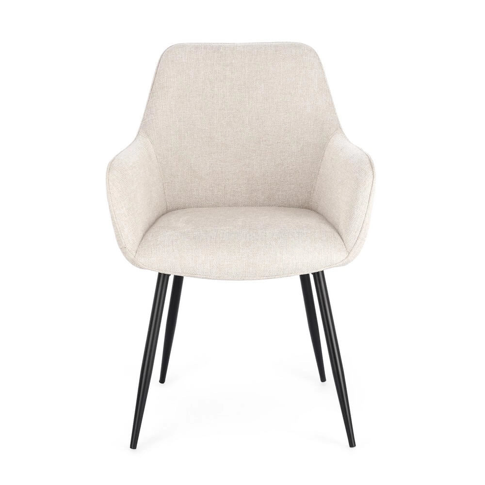 Set di 2 Sedie con Braccioli Imbottite in Tessuto Gambe in Acciaio - KYLE