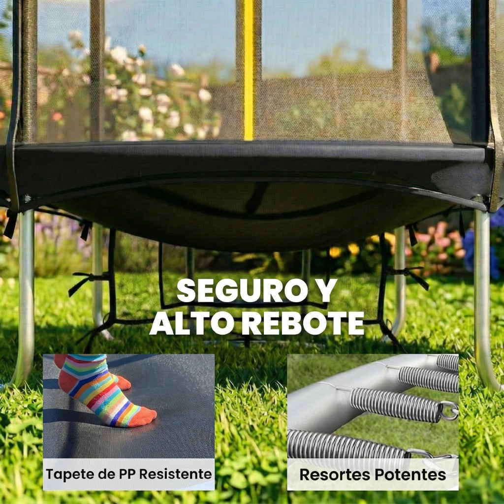 Trampolino da giardino ?183 cm ¨C Xylo ¨C con rete di sicurezza e scala, nero