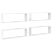 4 pz Mensole Parete | Mensola sospesa a Cubo Bianco 80x15x26,5cm Legno Multistrato