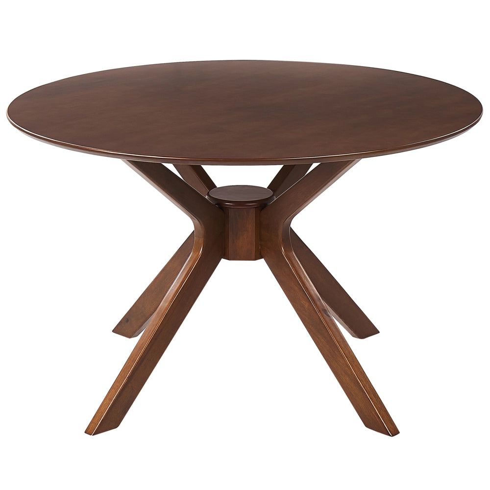 Tavolo da pranzo mogano scuro MDF rubberwood ø 120 cm rotondo di ispirazione retrò design soggiorno sala da pranzo