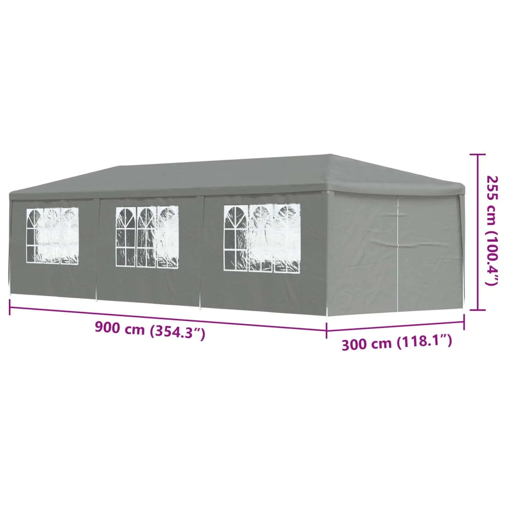 Tenda Party 900 x 300 x 255 cm Grigio Chiaro PE e Acciaio 42033001