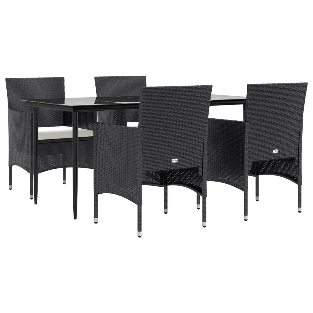 Set da Pranzo da Giardino 5 pz con Cuscini Nero 3156616