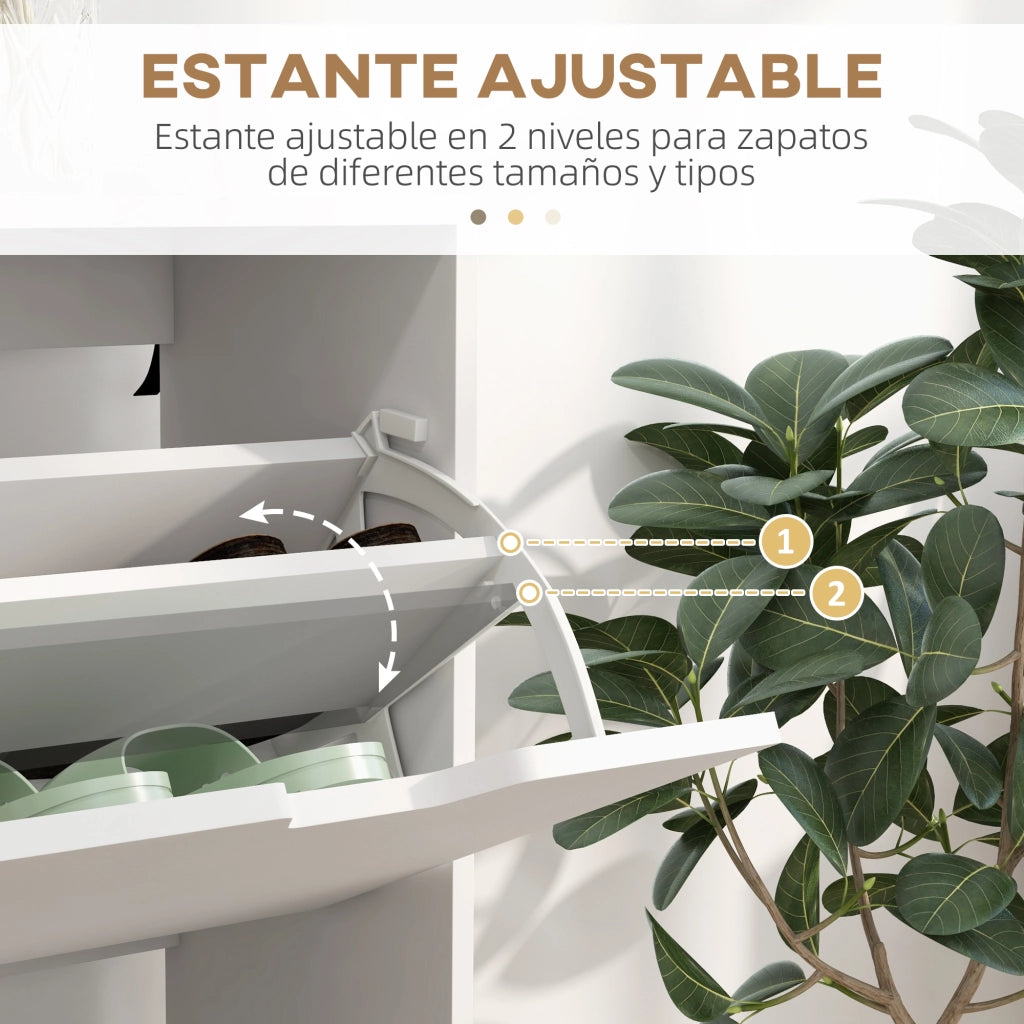 Scarpiera Slim con 4 Ante Abatibili ¨C Xylo ¨C Legno Bianco 95x26x95cm 16 Paia