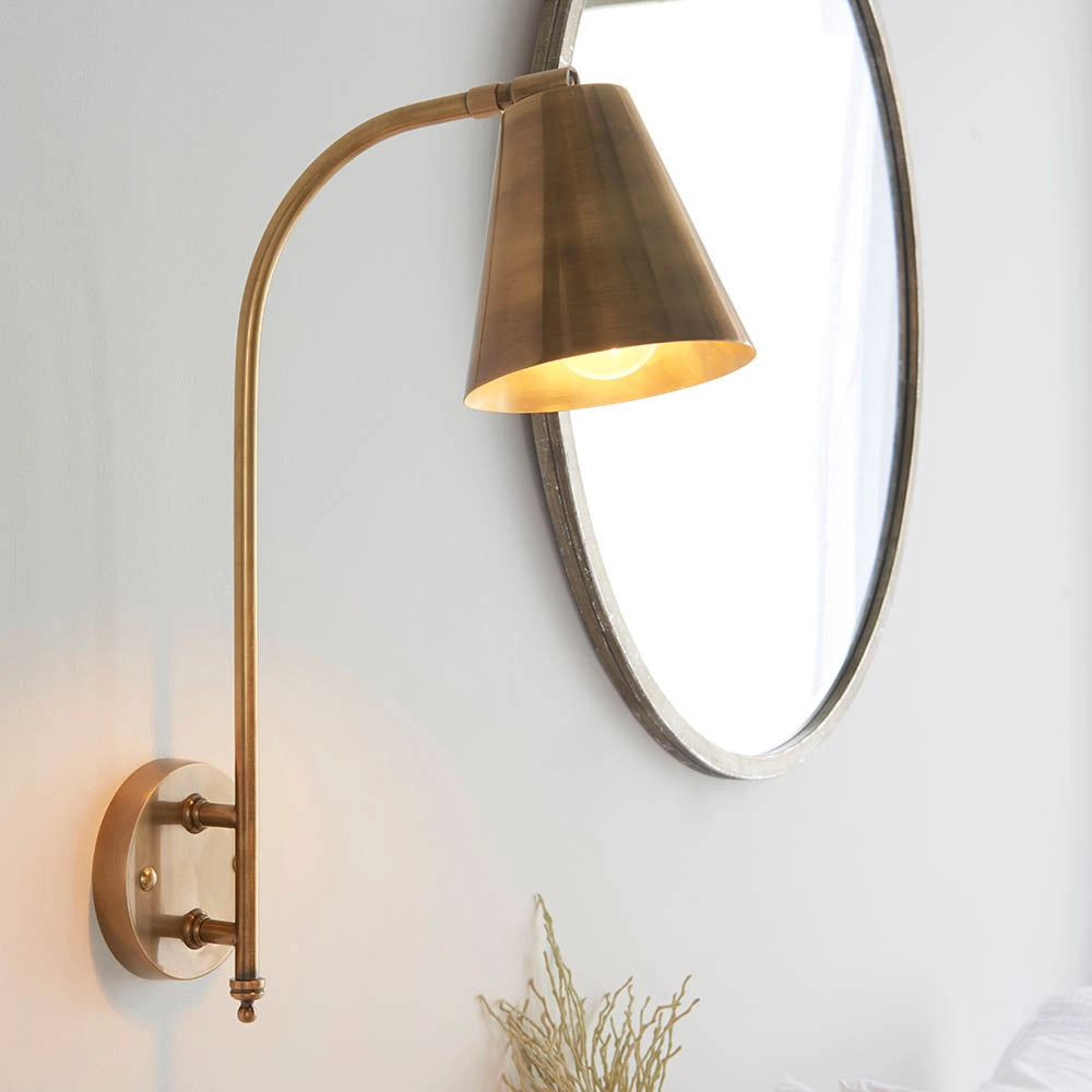 Applique industriale ottone antico regolabile E27 Endon