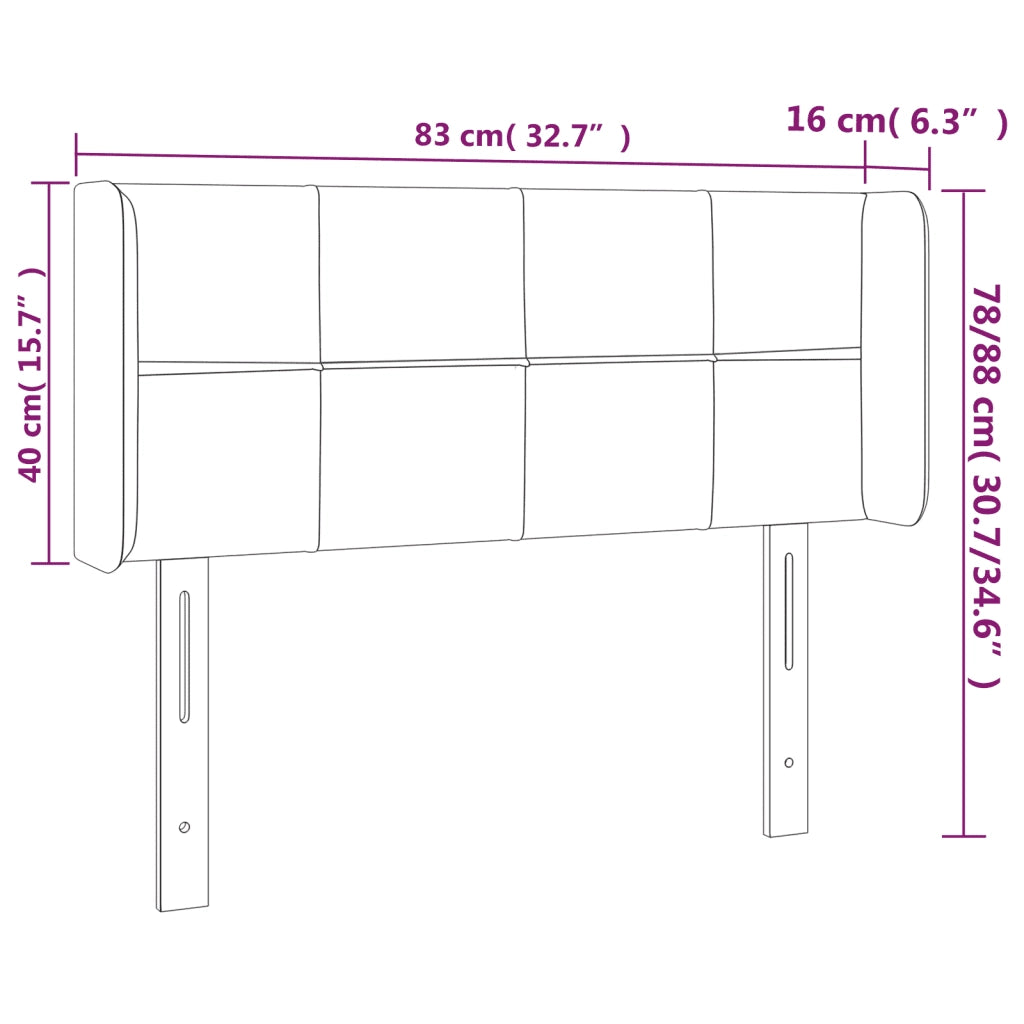 Testiera | Testata a LED Rosa 83x16x78/88 cm in Velluto