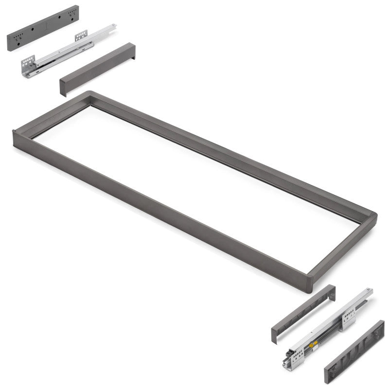 Telaio con guide a estrazione totale e chiusura morbida per accessori per armadi Quartz, 862-888mm, Alluminio e plastica