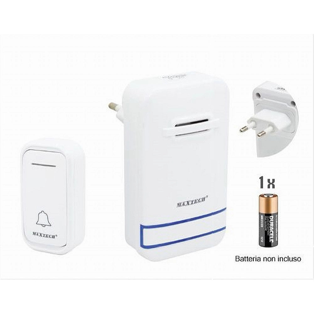 Trade Shop - Campanello Wireless Senza Fili Spina Incorporata Wifi Indicatore Led Camp-03 Maxtech -