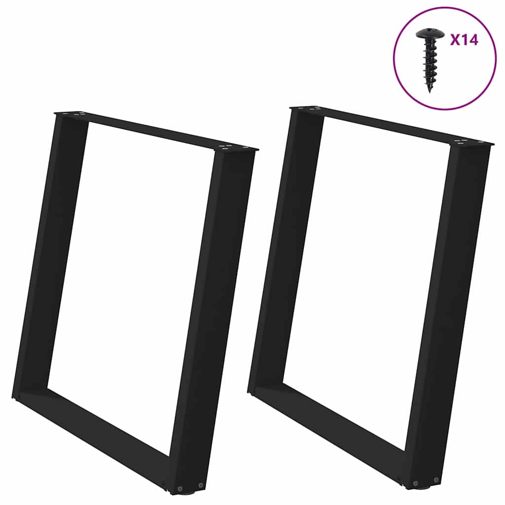 Set di 2 gambe per tavolo da pranzo a forma di U 90 x 73 cm design moderno stabili finitura opaca acciaio nero 02_0057080