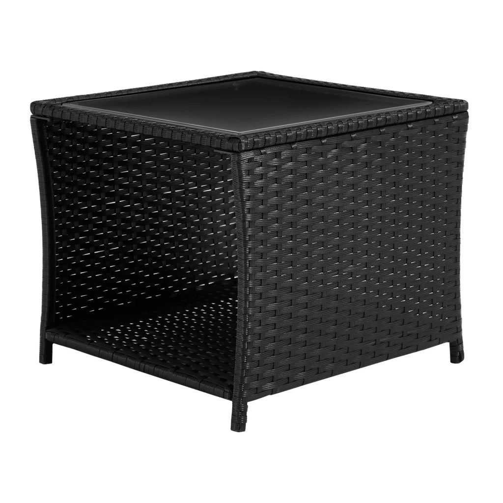 Tavolino da giardino in rattan; piccolo tavolino laterale; tavolo da patio con riposti; tavolino da caffè