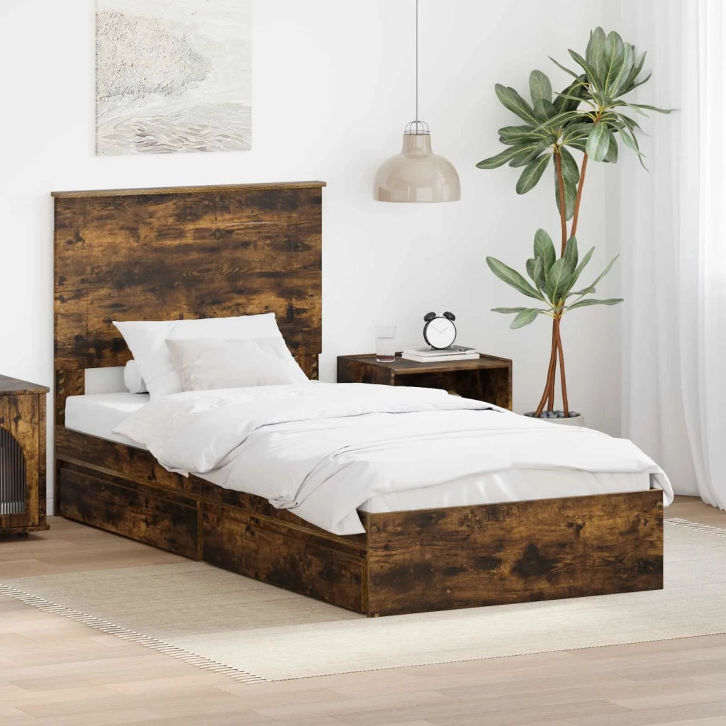 Letto con Contenitore Rovere fumé 90 x 200 cm Legno multistrato