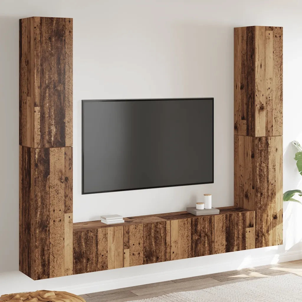 Mobili TV a Parete 6 pz | Armadietto TV | Mobile Porta TV Legno Vecchio Legno Multistrato