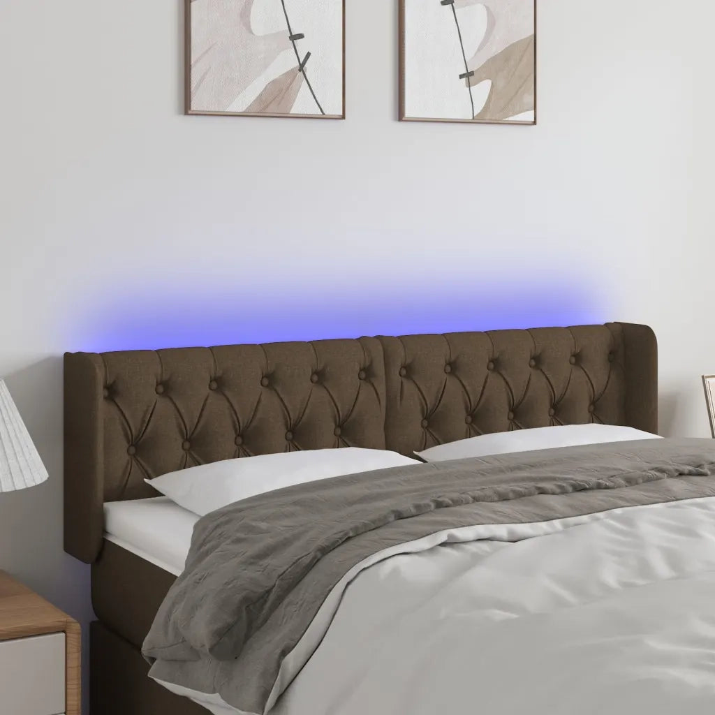 Testiera a LED Marrone Scuro 163x16x78/88 cm in Tessuto 3123581
