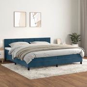 Giroletto a Molle con Materasso Blu Scuro 200x200 cm in Velluto 3141327