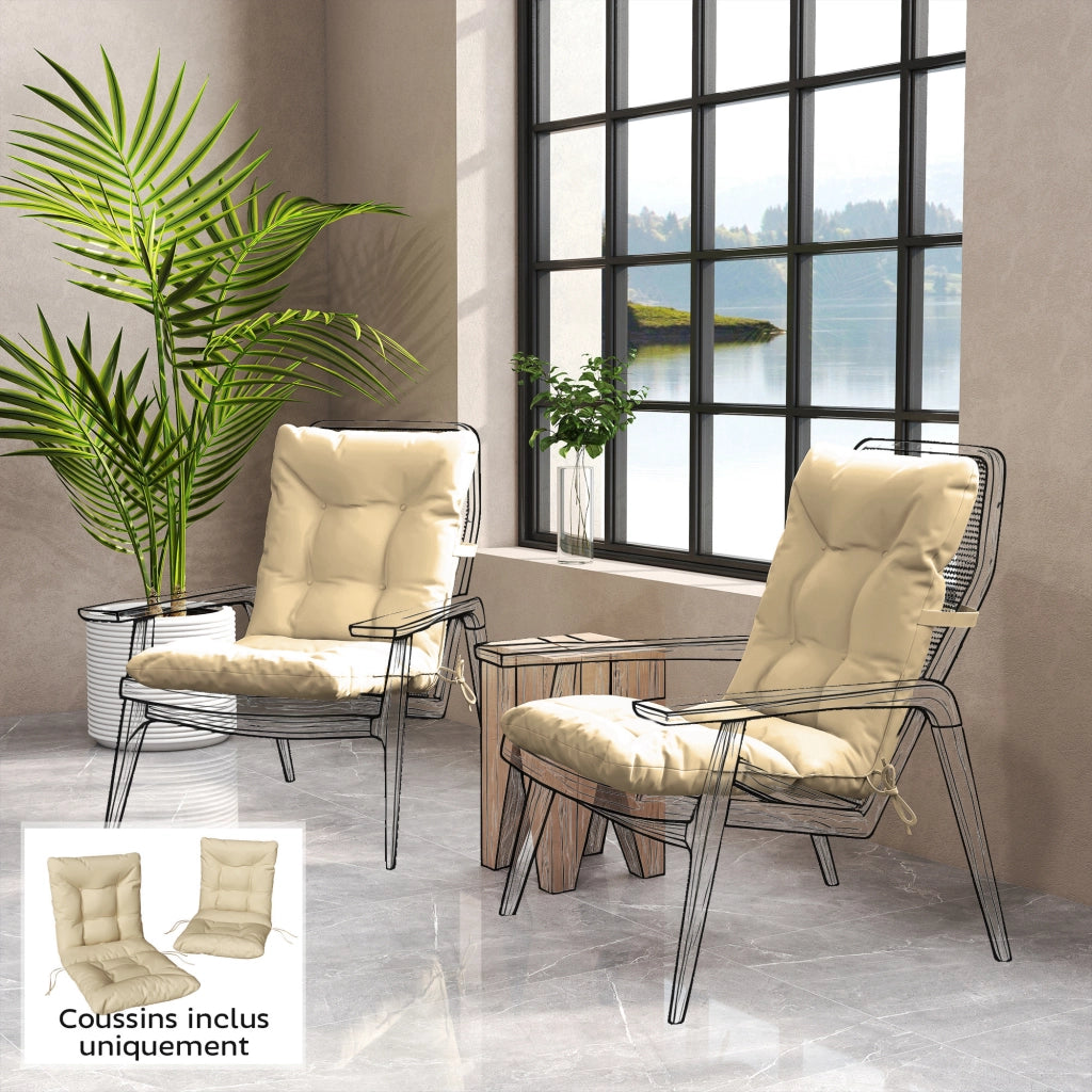 Set 2 Cuscini Sedie Giardino Esterno ¨C Xylo ¨C Beige 120x50x8 cm