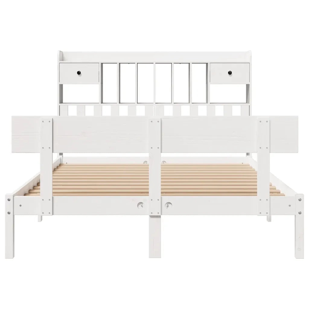 Letto Libreria senza Materasso Bianco 150x200 cm Legno di Pino 3321837