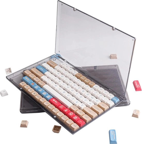 Cassetto per tasti da 104 tasti - Materiale ABS - Alta trasparenza - XDA Cherry DSA OEM - Tasti per tastiera meccanica - Tasti trasparenti neri
