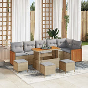 Set Divano da Giardino 12 pcs Beige e Grigio Chiaro polyrattan