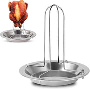 Standaard per Polli con Smalto Antiaderente in Acciaio Inossidabile per Grigliare e Cuocere - Cucina all'Aperto e Campeggio - Sostegno per Grill con Supporto da Appendere - 1 Unita