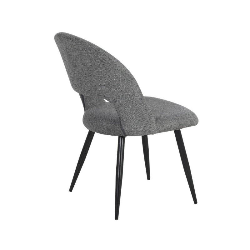 Sedia Lunetta imbottita in tessuto grigio con gambe nere set 2 pezzi