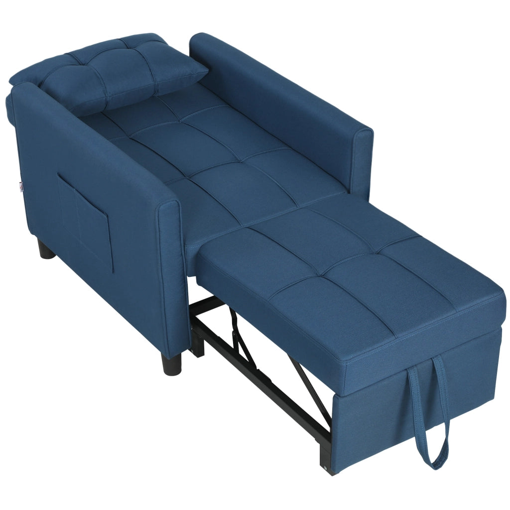 Poltrona Letto Pieghevole con Schienale Regolabile e Cuscino ¨C Minimal ¨C Blu